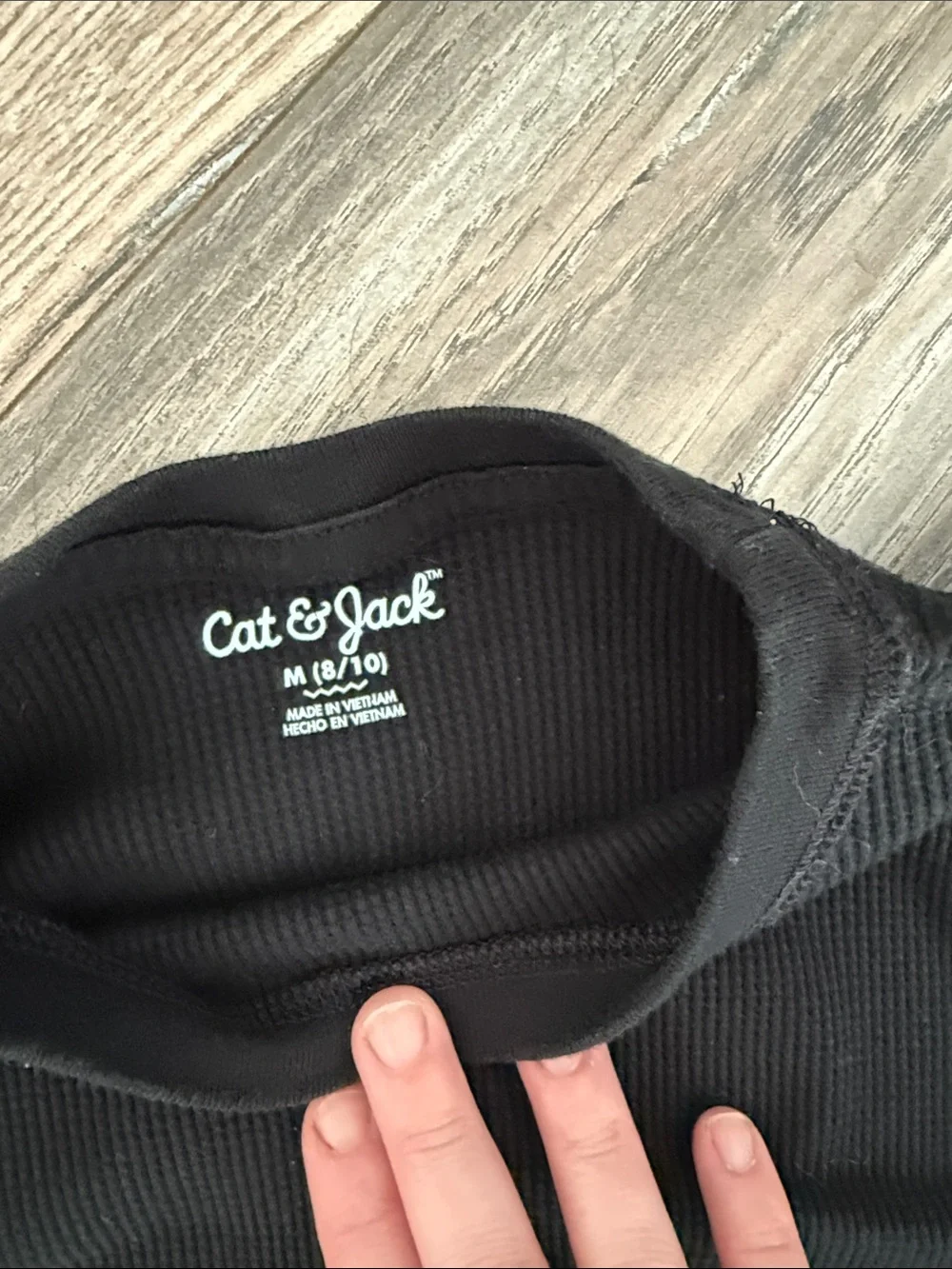 Cat & Jack Black Waffle Thermal Long Sleeve Shirt